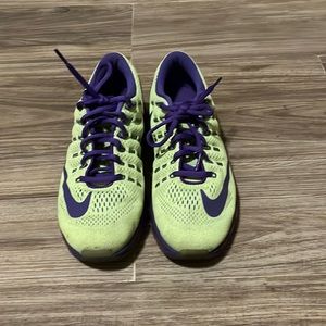 Neon yellow and purple air max NIKE shoes size 6Y (rarely used)